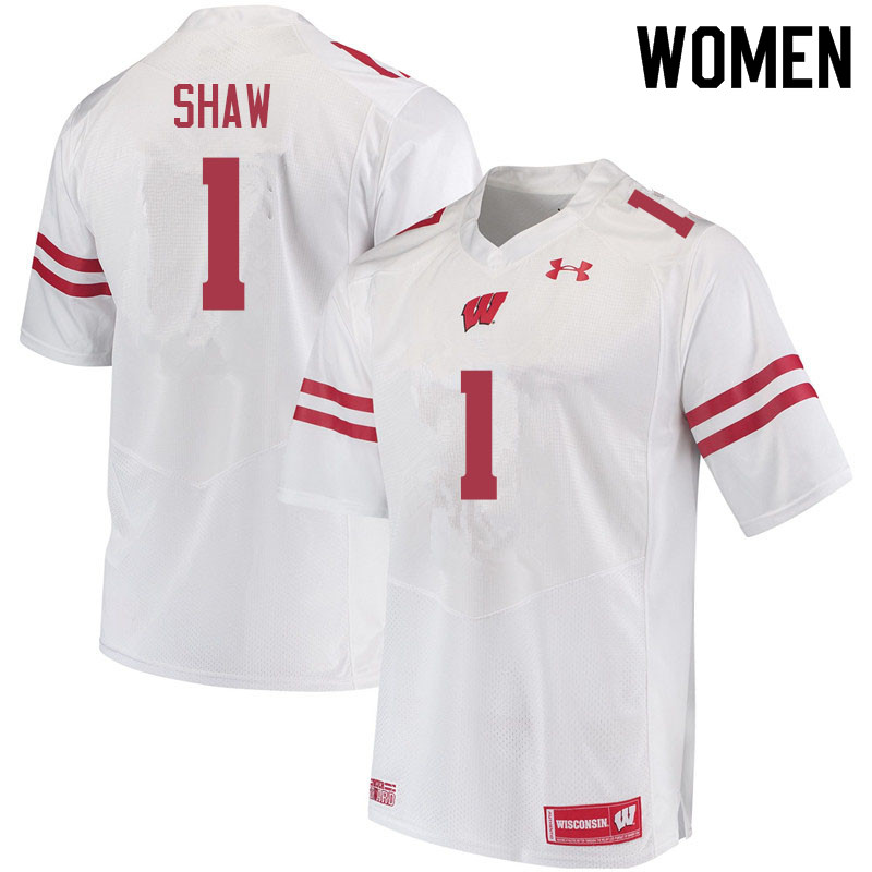 Women #1 Jay Shaw Wisconsin Badgers College Football Jerseys Sale-White - Click Image to Close